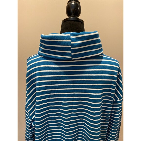 Time and Tru Velour Top Size XXL (20) Cowl Neck Turquoise Green White Stripes - Picture 7 of 11